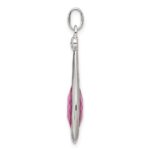 Sterling Silver Rhod-plated Synthetic Red Fancy-cut Marquise Pendant - Image 2