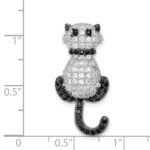 Sterling Silver Rhodium-plated CZ Cat Slide Pendant - Image 3