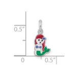 Sterling Silver RH-plated Multi-color Enamel Mermaid Children's Pendant - Image 3