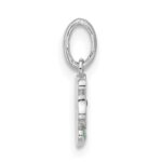 Sterling Silver RH-plated Pink & Green Enamel Tulip Children's Pendant - Image 2