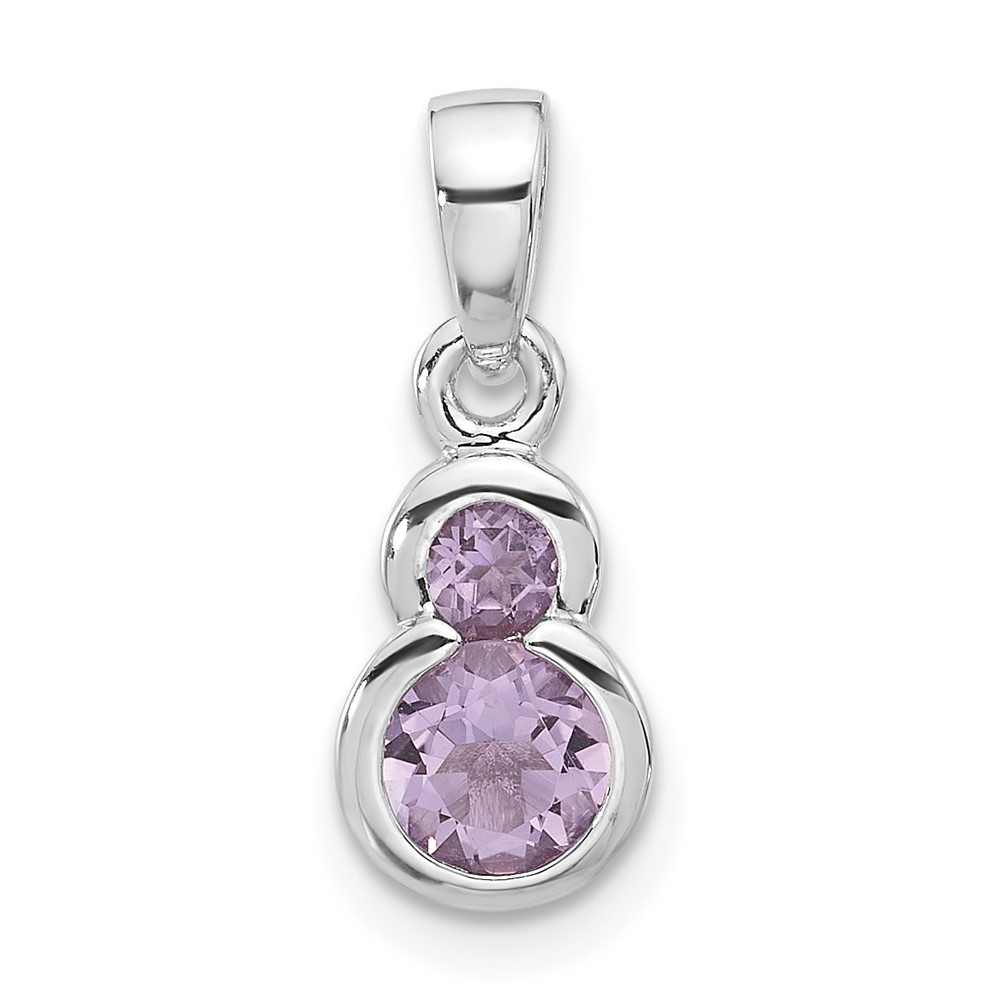 QP5880AM.jpg Sterling Silver Rhodium-plated Polished Amethyst Pendant - Image 1