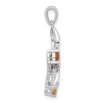Sterling Silver Rhodium-plated Polished Citrine Dragonfly Pendant - Image 2