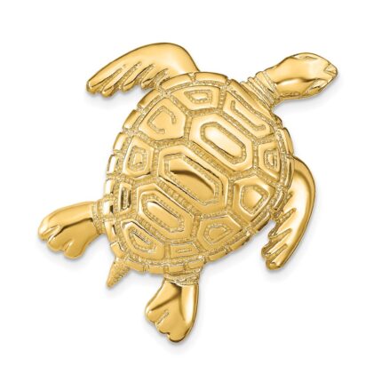14k Large Polished Turtle Omega Slide