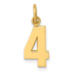14k Small Polished Number 4 Charm