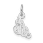14KW White Gold Casted Script Letter A Initial Charm - Image 4