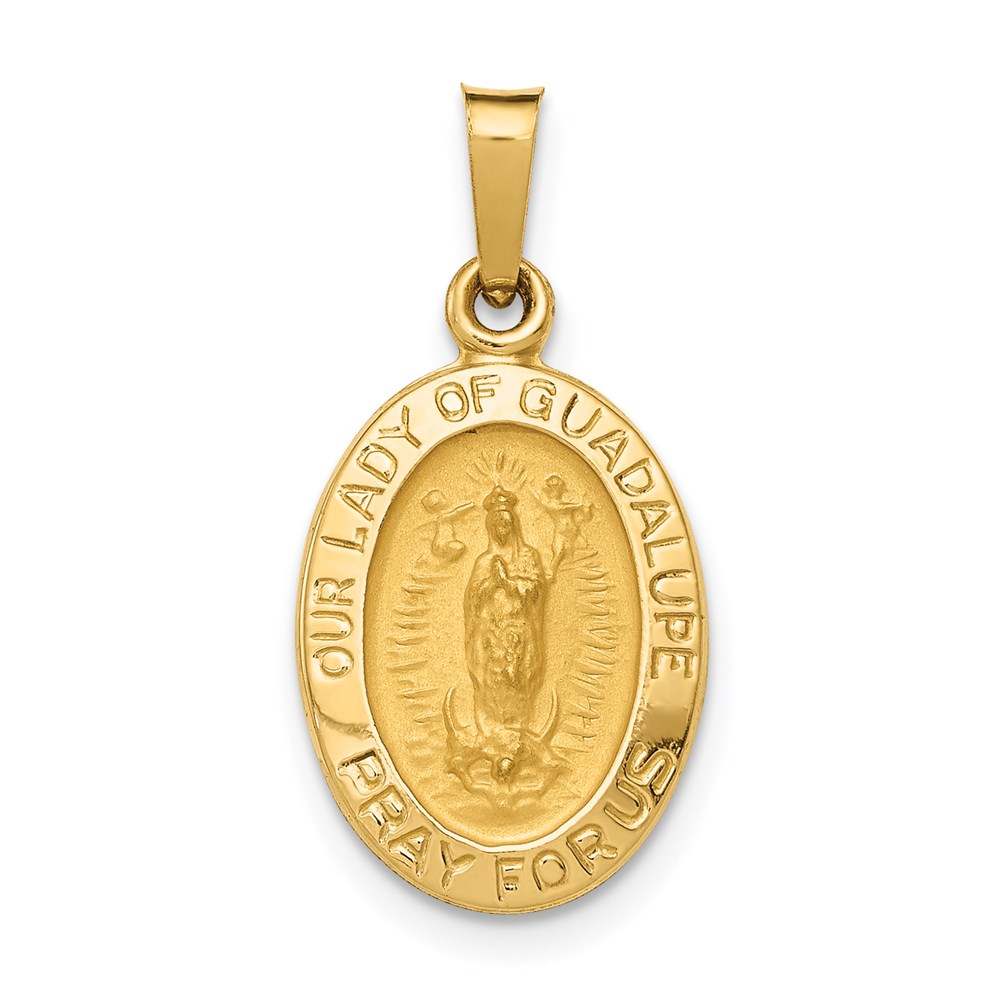 XAC215.jpg 14k Polished and Satin Hollow Our Lady Of Guadalupe Medal Oval Charm - Image 1