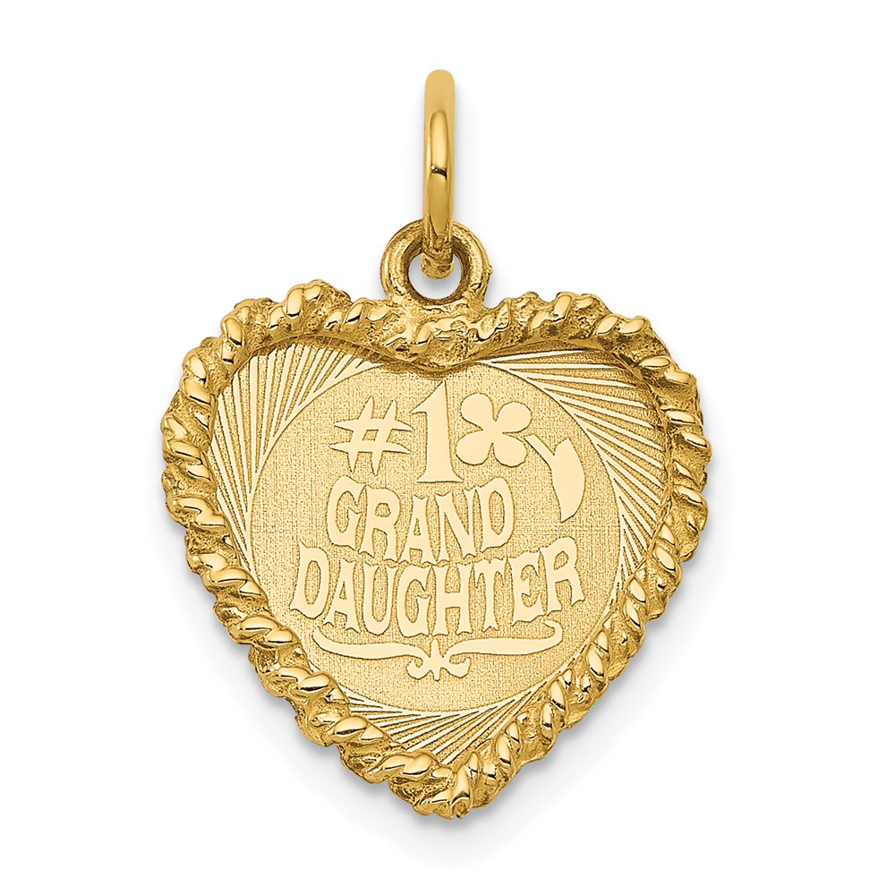 XAC616.jpg 14k #1 GRANDDAUGHTER 15mm Engravable Heart with Rope Edge Charm - Image 1
