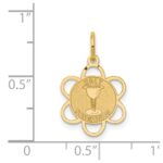 14k Polished and Satin Solid HOLY COMMUNION Scalloped Edge Round Disc Charm - Image 3