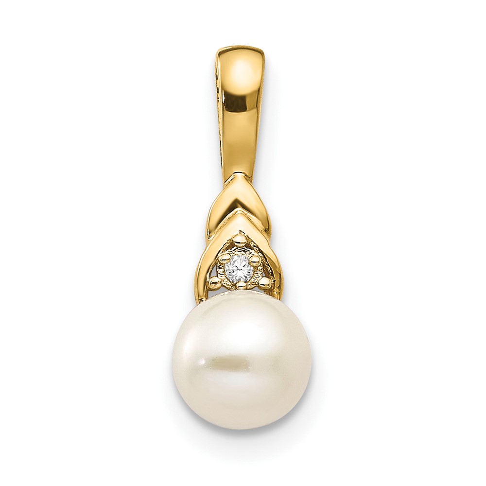 XBS279.jpg 14k 6mm June/Freshwater Cultured Pearl and Diamond Pendant - Image 1