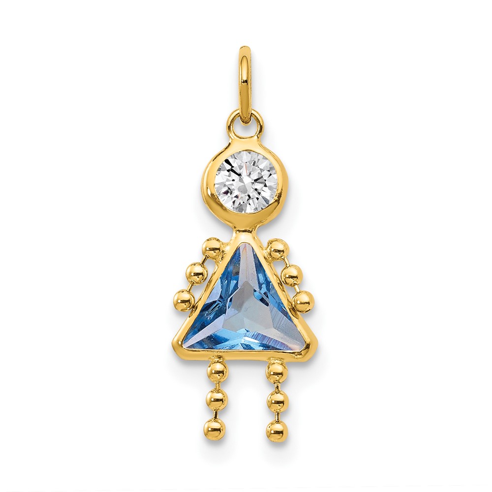 XCK160.jpg 14k March Girl Synthetic Birthstone Charm - Image 1