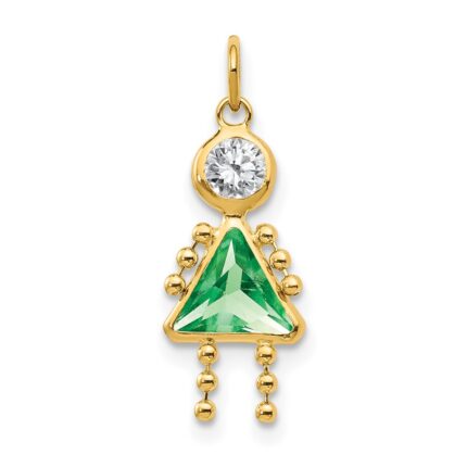 14k August Girl Synthetic Birthstone Charm