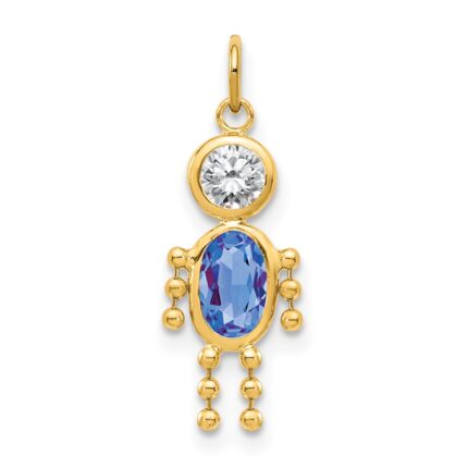 14k September Boy Synthetic Birthstone Charm