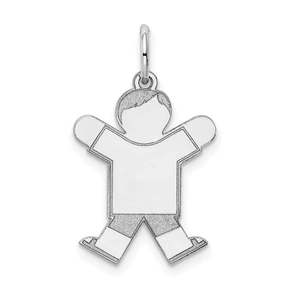 XK1113W.jpg 14k White Gold The Kids Small Boy with Haircut Engravable Joy Charm - Image 1