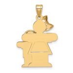 14k The Kids Big Girl and Little Boy Engravable Hugs Charm - Image 4