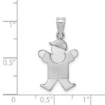 14k White Gold The Kids Small Boy with Hat on Right Engravable Joy Charm - Image 3