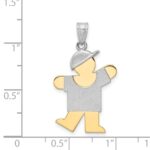 14k Two-tone The Kids Medium Boy with Hat on Left Engravable Kiss Charm - Image 3