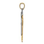 14k Two-tone The Kids Medium Boy in Overalls with Hat on Left AA Diamond Love Pendant - Image 2