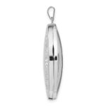 14k White Gold Floral Border 32mm Oval Locket - Image 2