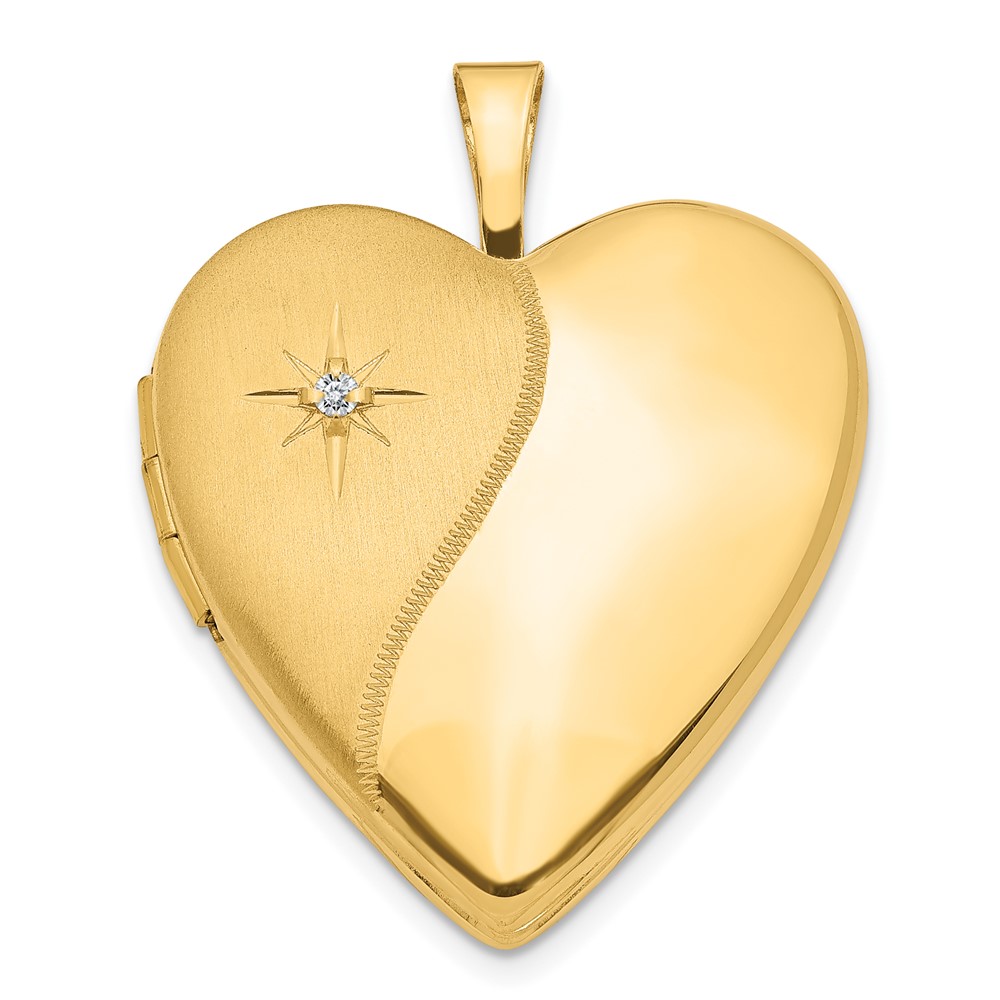 XL594.jpg 14K Polished and Satin Diamond Star 20mm Heart Locket - Image 1