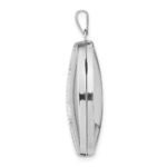 14k White Gold Fancy Half Swirl Design 26mm Oval Locket - Image 2