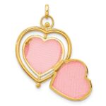 14K and White Rhodium Floral SPECIAL MUM and Tree in Spinning Frame Reversible 15mm Heart Locket - Image 4