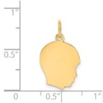 14k Plain Medium .035 Gauge Facing Right Engravable Boy Head Charm - Image 2