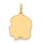 14k Plain Medium .009 Gauge Facing Right Engravable Girl Head Charm - Image 3