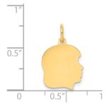 14k Plain Medium .009 Gauge Facing Right Engravable Girl Head Charm - Image 2