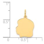 14k Plain Medium .009 Gauge Facing Left Engravable Girl Head Charm - Image 2
