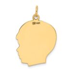 14k Plain Large .027 Gauge Facing Right Engravable Boy Head Charm - Image 3