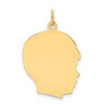 14k Plain Large .035 Gauge Facing Right Engravable Boy Head Charm