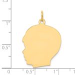 14k Plain Large .027 Gauge Facing Left Engravable Boy Head Charm - Image 2