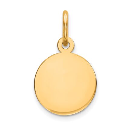 14k Plain .018 Gauge Round Engravable 10mm Disc Charm