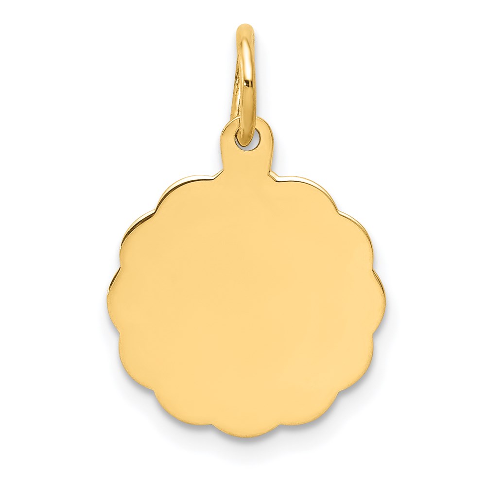 XM164-2.jpg 14k .013 Gauge Engravable Round Scalloped 16x13mm Disc Charm - Image 1