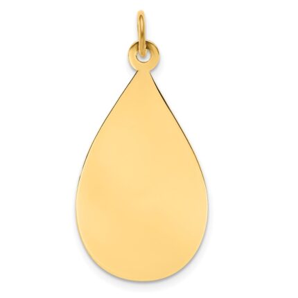 14k Plain .009 Gauge Engravable Raindrop 30x16mm Disc Charm
