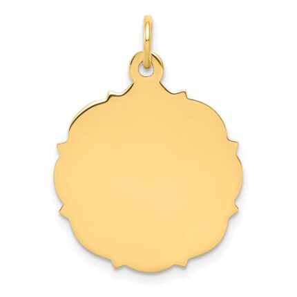 14k Plain with Fancy Edge .018 Gauge Engravable Round 20x18mm Disc Charm