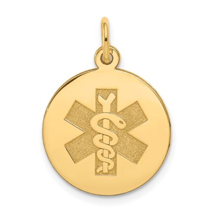 14k 16mm Round Non-enameled Medical Jewelry Pendant