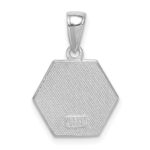 14K White Gold Textured Back Red Enameled Medical Disk Pendant - Image 4