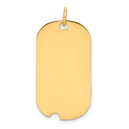 14k Plain .035 Gauge Engraveable 28x16mm Dog Tag with Notch Disc Charm