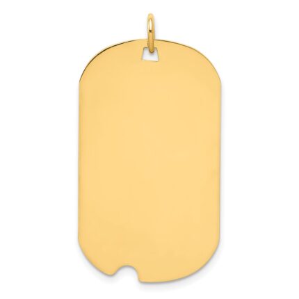 14k Plain .035 Gauge Engraveable 33x20mm Dog Tag with Notch Disc Charm