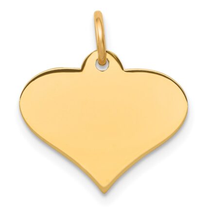 14k Plain .013 Gauge Engraveable Heart 13x16mm Disc Charm