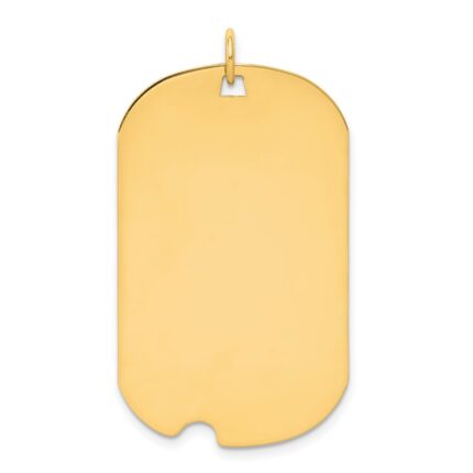 14k Plain .035 Gauge Engravable 37x23mm Dog Tag with Notch Disc Charm