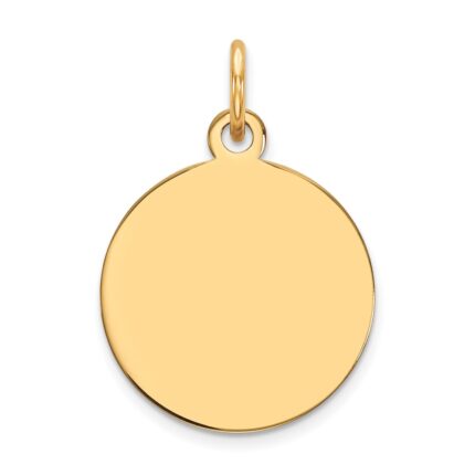 14k Plain .035 Gauge Round Engravable 15mm Disc Charm