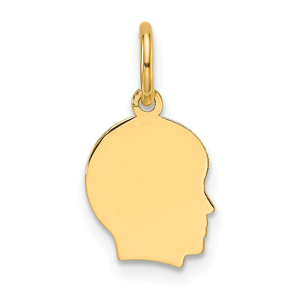 XM659-5.jpg 14k Plain Small .027 Gauge Facing Right Engravable Boy Head Charm - Image 1