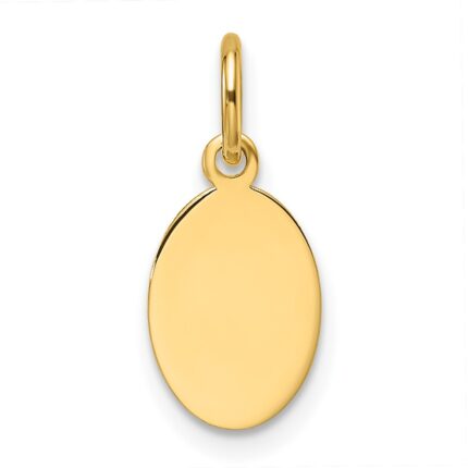 14k Plain .035 Gauge Engravable Oval 10x7mm Disc Charm