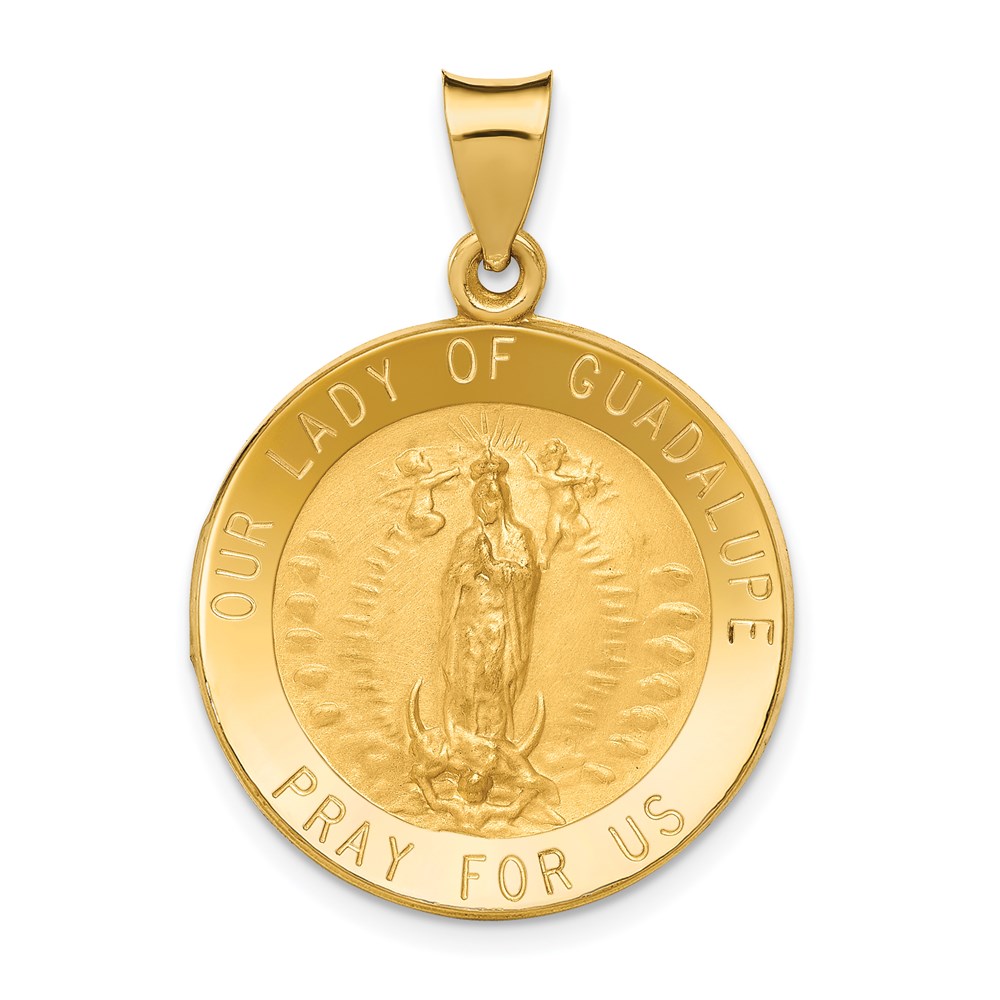 XR1247.jpg 14k Polished and Satin Hollow Our Lady of Guadalupe Medal Round Pendant - Image 1