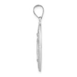 14k White Gold Polished and Satin Hollow Miraculous Medal Oval Pendant - Image 2