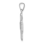 14k White Gold Polished and Satin Hollow Four-Way Medal Pendant - Image 2
