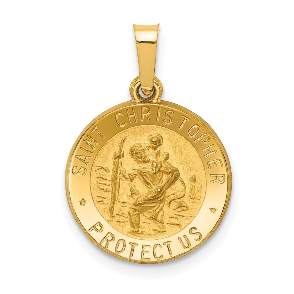 XR1298.jpg 14k Polished and Satin Hollow St. Christopher Medal Pendant - Image 1