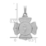 14k White Gold Polished and Satin Hollow St Florian Badge Medal Pendant - Image 3